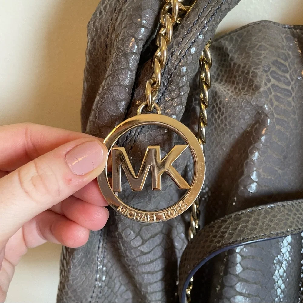 Michael Kors Authenic Dark Grey Reptile Print Bag